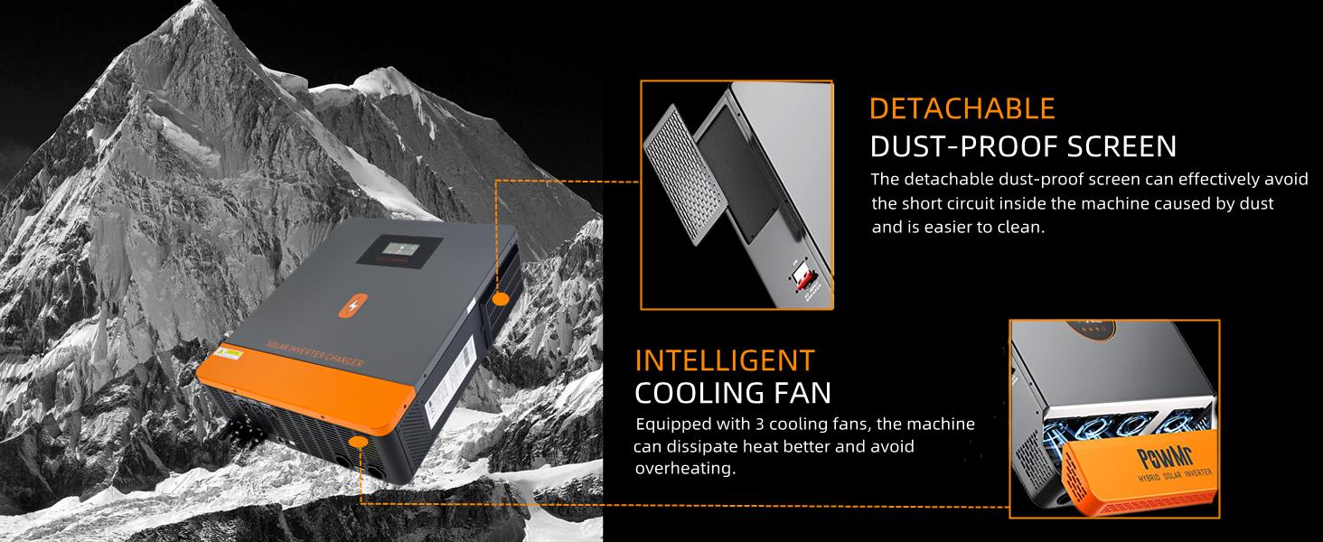 【EU Standard Voltage】PowMr 10200W Solar Hybrid Inverter 48V DC to 220V/230V AC, Pure Sine Wave, 50Hz/60Hz, Batteryless support, Built-in 160A MPPT Controller for Home RV Off-Grid System, work with 48V Lead Acid and Lithium Battery