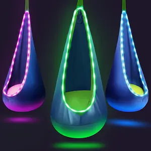 Hanging Swing Sensory Hammock with LED Light, 1 Count Colorful Swing Chair with Inflatable Cushion, Outdoor Camping Hanging Chair for Indoor & Outdoor, Outdoor Swing, Hammock Hanging Lighted Kids - Holiday Themes