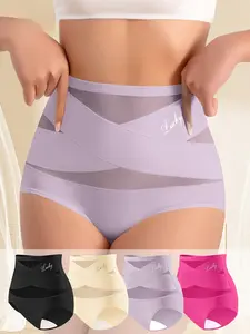 4/5/6/8-Pack/Set High-Waist Slight Shaping Panties for Women  Seamlessice Silk Mesh Control Briefs, Tummy slimming & Butt Lifting Underwear Breathable Everyday