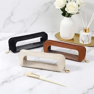 Aesthetic Clear Pencil Case Large Capacity Makeup Bag, Minimalist Transparent Stationery Pouch for School Office Travel, Portable Toiletry Organizer