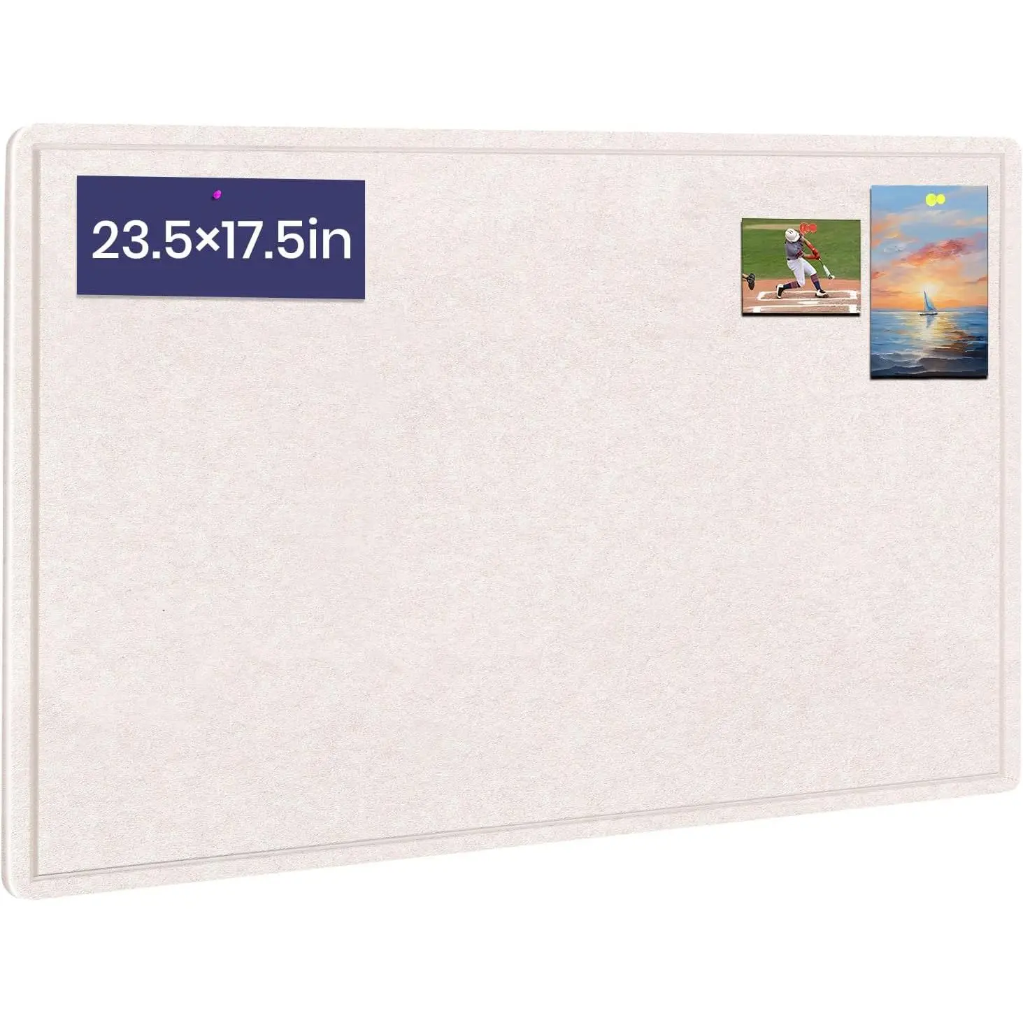 Bulletin Board, 23.5 X 17.5 inches Cork Board with 20 Pushpin, Felt Cork Board Notice Pin Board, Self-Adhesive Vision Board Mood Board Foldable Photo Board for Wall - Oatmeal