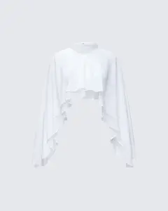 Mitchie White Georgette Open Back Cape