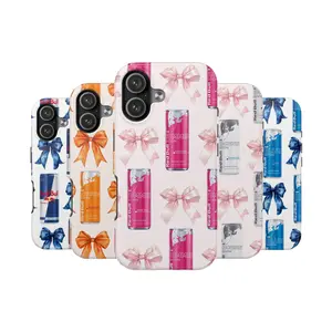 Redbull Energy Bow Coquette Tough Phone Case, 5 Design Premium Energy Drink, iP 17/16/15/14/13/12/11/X/8 Pro Max Plus Mini Accessories