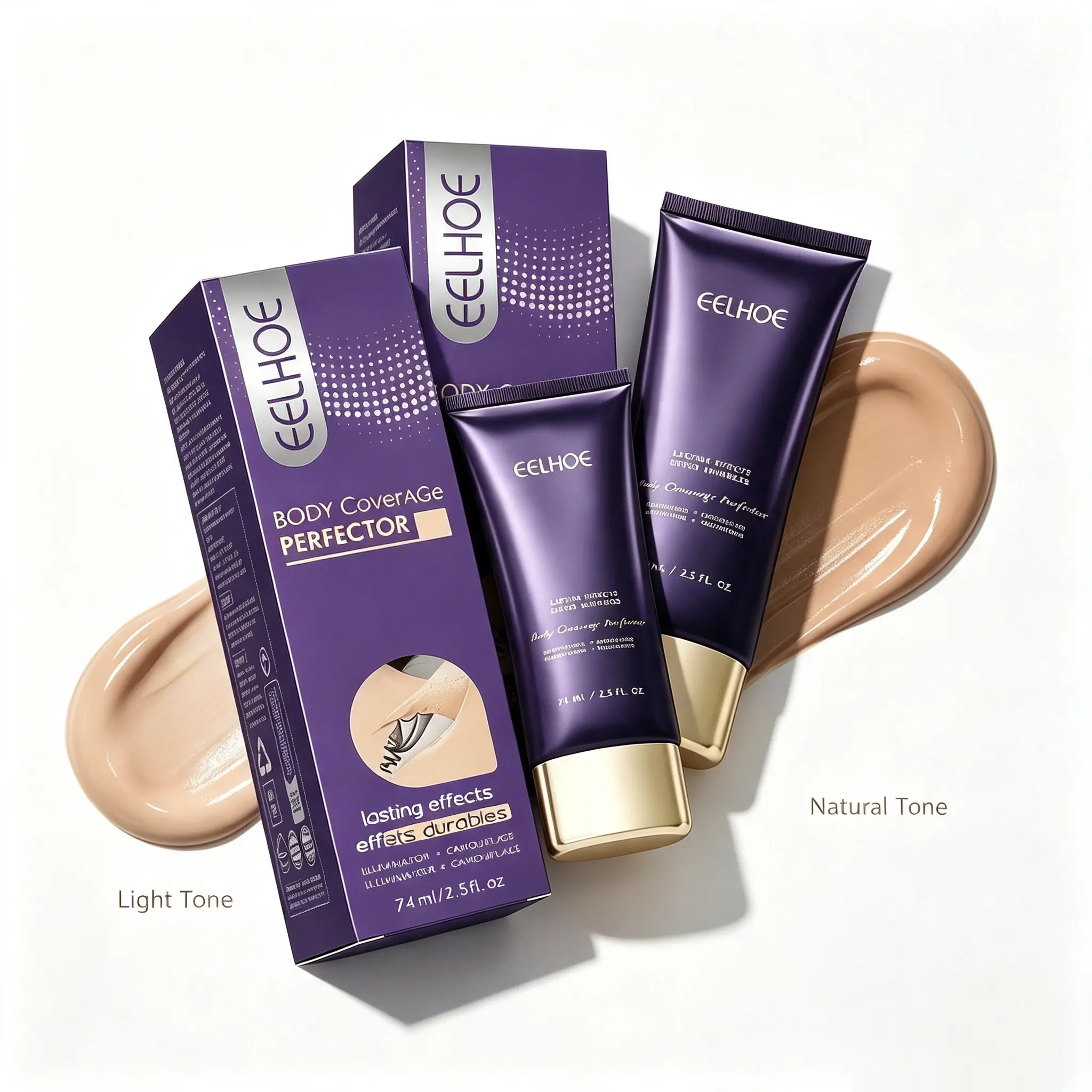 Face & Body Coverage Perfector, Light & Natural Shades Long Lasting Body Concealer, Evens Skin Tone, Covers Scars & Skin Imperfections for Daily Outfit, 74ml / 2.5 FL.OZ Cream Flawless Foundation Makeup Smooth Smoothing Moisturizer Moisture Hydrating