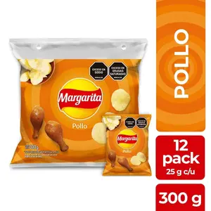 Papitas Margarita de Pollo - Colombian Crunchy Potato Chips Chicken & Natural Flavors - Colombian Snack - 12 pack Potato Chips