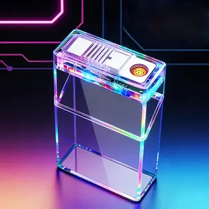 Transparent Box Lighter, Rechargeable Lighter, Flameless And Windproof Lighter, Compatible With Both Soft And Hard Cases