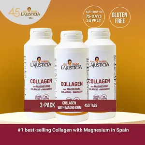 Ana Maria Lajusticia 3-Pack Collagen & Magnesium 450 Tablets Each Bottle 75-Day Supply Gluten-Free Joint Health Hair Growth Bones Supplement Best-Selling in Spain - Dietary Natural Beauty Nail Supplement Edible