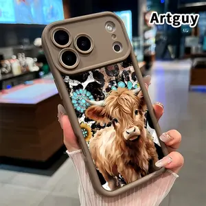 Soft Phone Case for iPhone 17 Pro Max 16 Plus 15 14 13 12 11 Air E Shockproof Drop Protection Rugged Durable Western leopard cow Silicone Cover