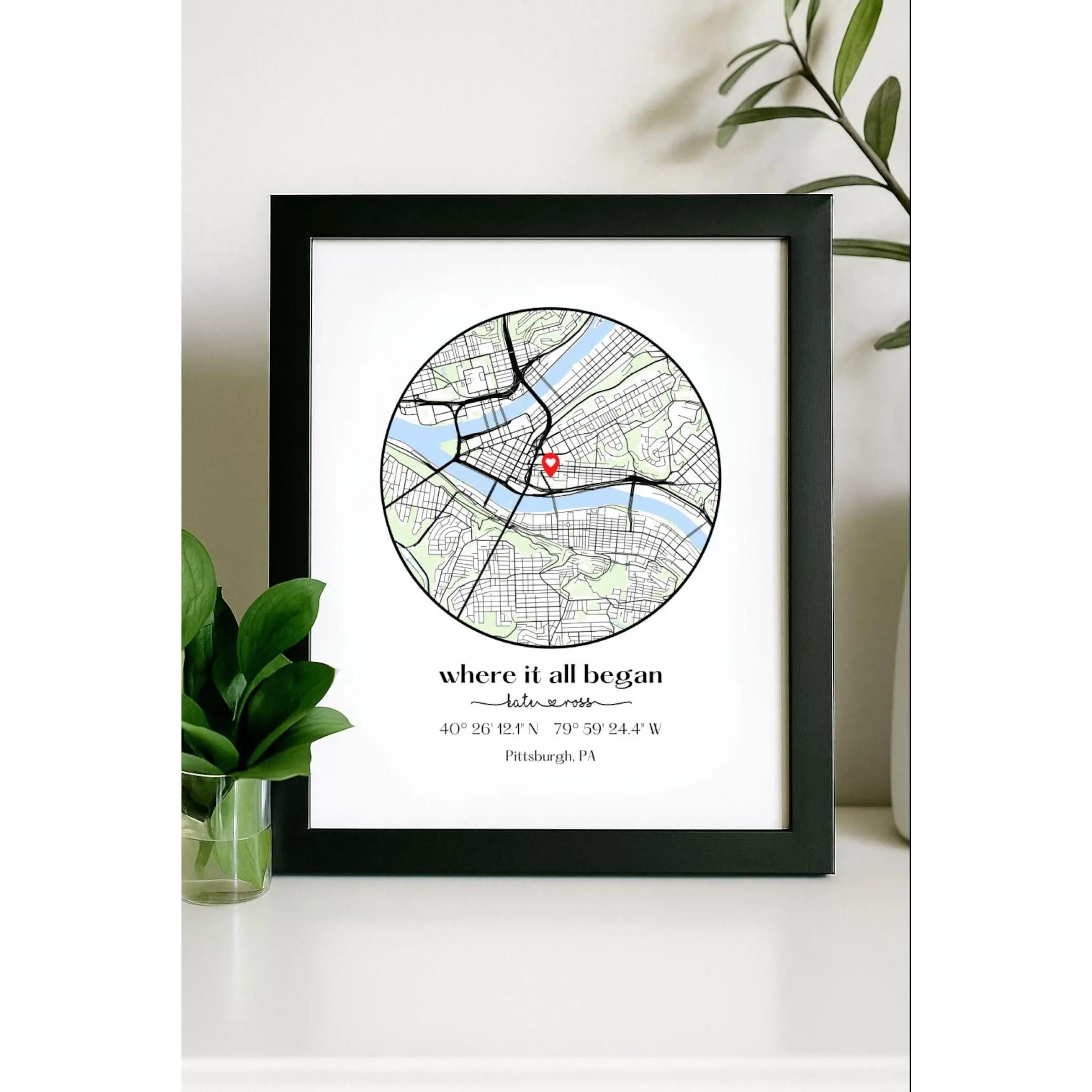 Where We Met Map, Where it all began, Couple Map, Gift for her, Gift for him, Personalized Map, Custom Map, Anniversary Gift