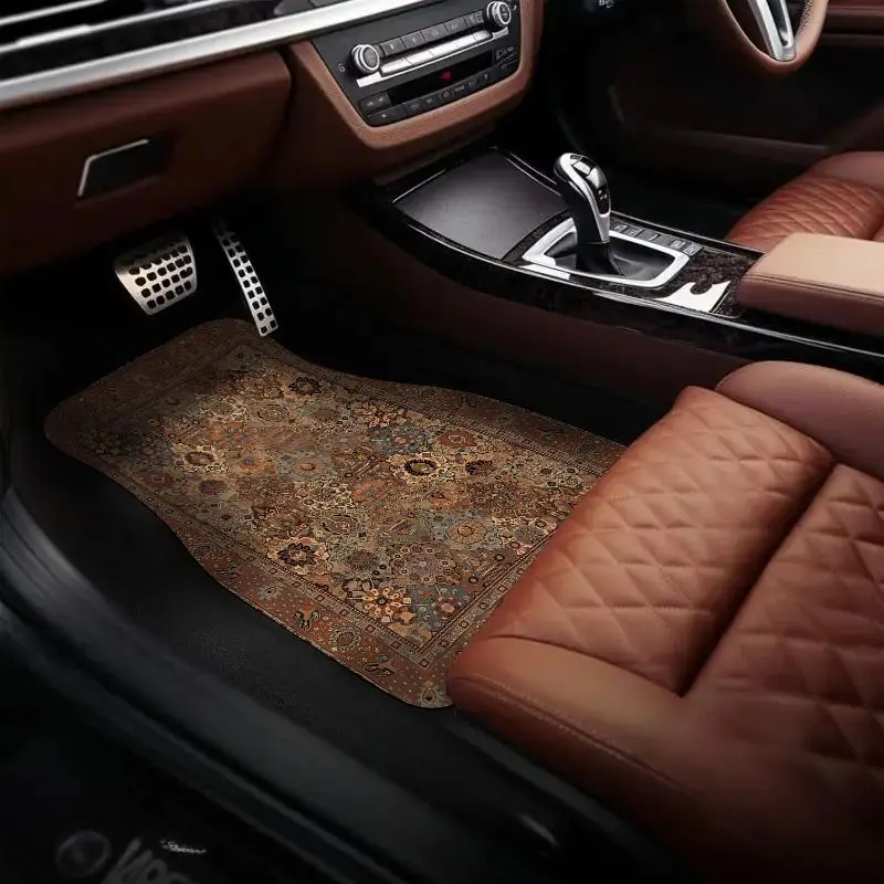 Moroccan Car Floor Mat, Non-slip Car Front & Rear Floor Mat, Fashionable Car Interior Decoration Accessories for Women & Men
