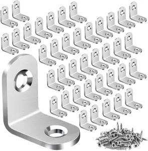 L Bracket Corner Brace 40PCS Stainless Steel L Brackets  Shelves, Metal Corner Bracket, Small Right Angle Brackets for Wood Furniture Chair Drawer