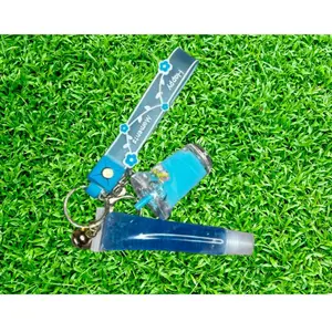Blue Happy Moments Liquid Acrylic Keychain with lipgloss
