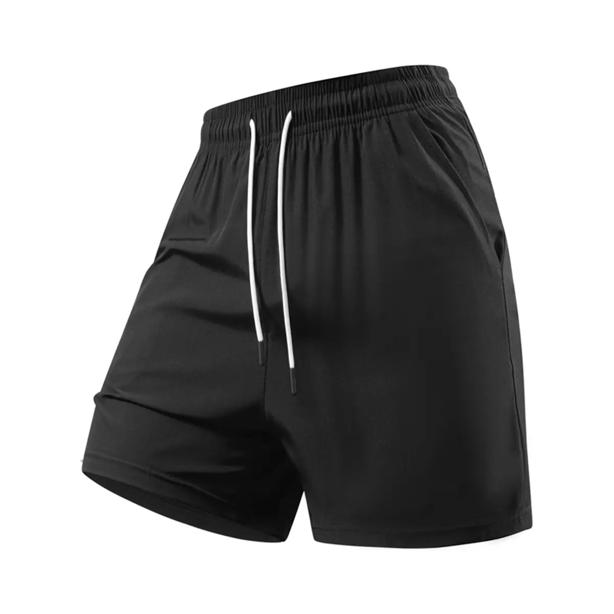 Men's Solid Athletic Sweat Shorts, Sporty Chic Polyester Blend with an Adjustable Drawstring Waist for Daily Leisure & Light Workouts, Breathable Athletic Shorts, Elastane, Above Knee Length, Fitted Cut, Basic, Adjustable Waist