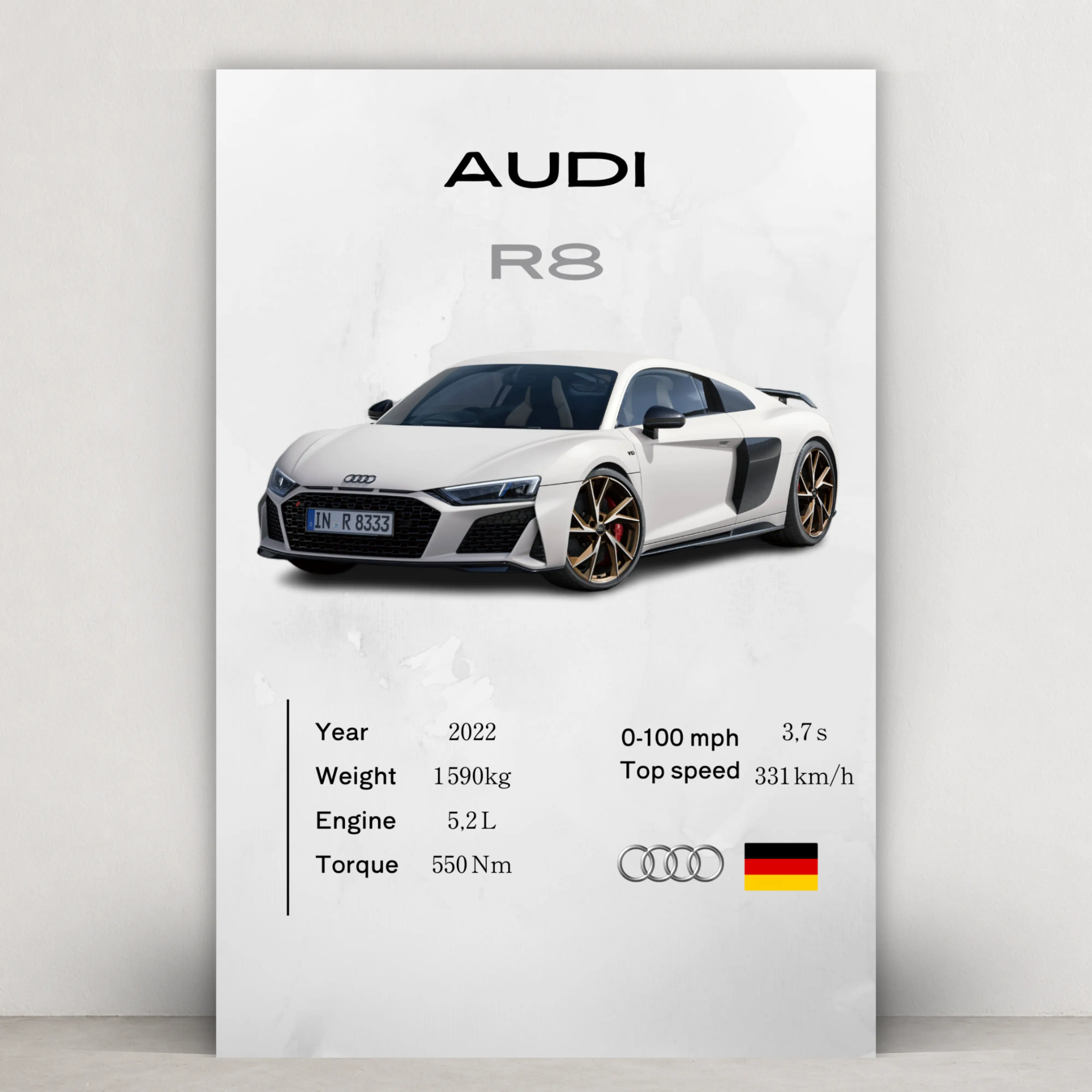 Audi R8 – Premium Automotive Metal Wall Art