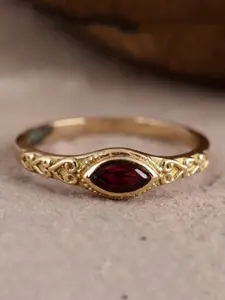 Vintage Marquise Garnet Ring, Golden Plated Filigree Stackable Ring, Dainty Red Gemstone Engagement Band,Dainty Boho Jewelry Gift for Her, Bohemian Stackable Rings