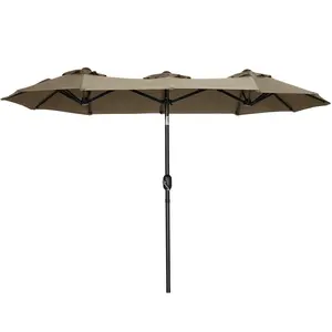 NEWZOME Double Sided Patio Umbrella Outdoor Market Sun Shelter with Push Button Tilt Crank Handle 3 Air Vents and 12 Ribs, Wind Resistant Shade Canopy for Garden Deck Pool Backyard Comfortable Outdoor Use