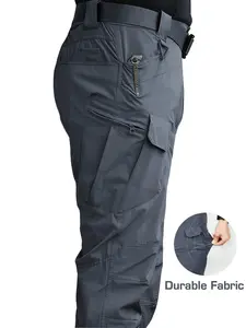 Men's Four-Season Functional Work Pants, Casual Plain Trousers, Casual Fashion Pocket, Durable fabric with multiple pockets, regular fit, machine washable, Elastic waistband suitable for camping and outdoor activities (belt not included)