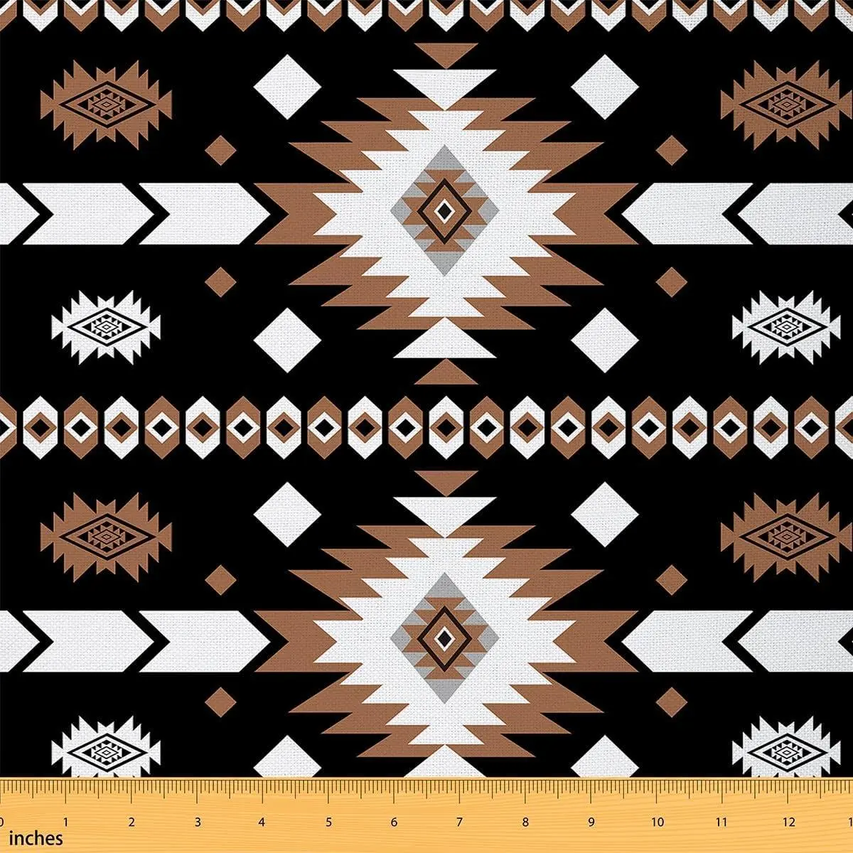 Bohemian Geometric Fabric Western Aztec Fabric Vintage Themed Upholstery Fabric Chairs Rustic Black Brown Reupholstery Fabric Decor Soft Flannel