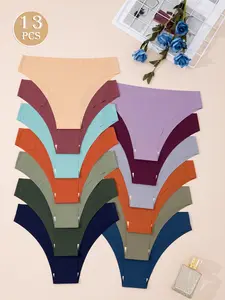 Women's Solid Color Seamless Soft Brief, Breathable Comfortable Panty for Daily Wear, Ladies Underwear for All Seasons