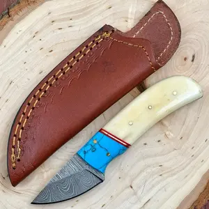 Mini Bushcraft Knife 2 Inch Blade Leather Sheath Belt Loop