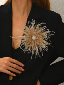 1pc Vintage-Style, Multi-Color, Handcrafted Faux Feather Brooch & Hair Clip—Ideal for Banquets and Parties; A Perfect Gift for Mother's Day, Women's Day, Thanksgiving, Carnival, or Christmas; A Thoughtful Present for Mom, a Loved One, or a Friend.