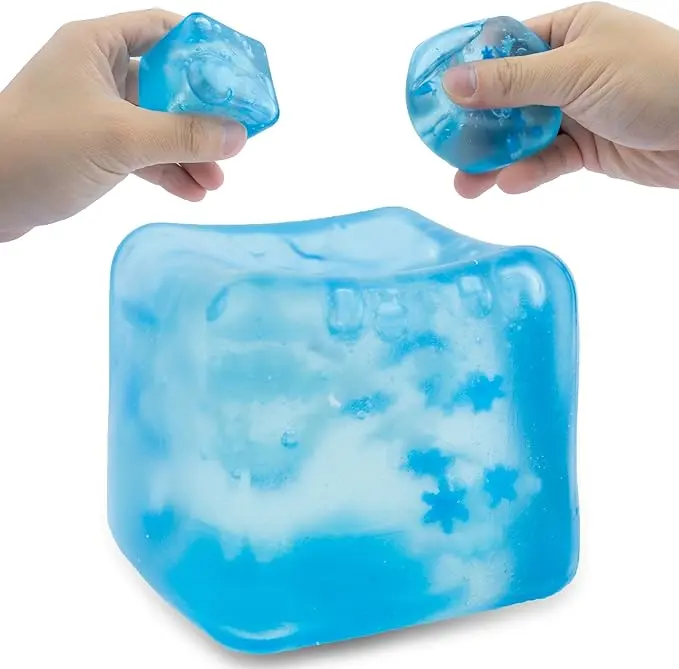Ice Cube Stress Ball Has Snowflakes Inside ,Fidget Toys, Fidget Cube Sensory Toys, Strength Squeeze Sugar Ball Toys, Ice Cube Squishy Toy for Boys Super Solid