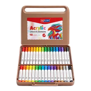 48 color set Acrylic Paint Marker Set – Soft Brush Tip, Waterproof, Quick Dry, No Bleed, Perfect for DIY Art, Drawing & Crafts