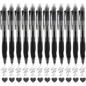 Retractable Erasable Pens 12 Black Erasable Gel Pen 0.5mm Erase Mistakes Smooth Writing Gel Pens Office Back-to-School Supplies (Black)