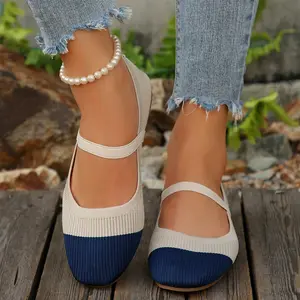 Women's Fashion Color Block Flats Knit Fabric Comfort Casual Daily Indoor Outdoor Shoes
