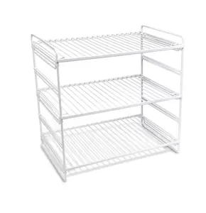 3-Tier Adjustable Storage Shelf, White Wooden Organizer for Home and Office