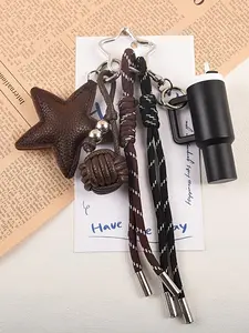 Star Key Ring Keychain Pendant - A High-End Portable Pendant, Hand Woven Bead Keychain, Keychain Lanyard, Available In Silver/Black Colors, And A New Year's Gift, Suitable For Both Commuting Bags And Canvas Bags, Enhancing The Delicacy Of Daily Outfits