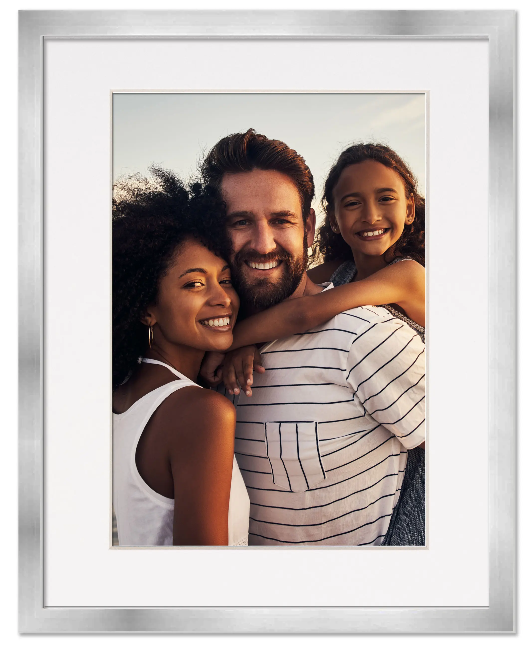 13x16 Frame with Mat - Silver 15x18 Frame Wood Made to Display Print or Poster Measuring 13 x 16 Inches with White Photo Mat