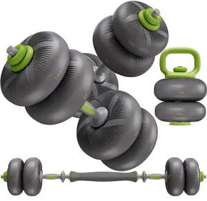 Adjustable Dumbbell Set, 45lbs/67lbs Free Weight Set home gym, 4-in-1 Used as Barbell, Dumbbells, Kettlebell, Weight Plates, Soft PVC Coated, Space Saving Fitness Exercise for Men/Women