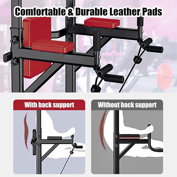 Power Tower Pull Up Bar for Home Gym, Multi Functional Pull Up Bar Stand Dip Bar Station, Adjustable Height Workout Dip Station Strength Training Fitness Equipment