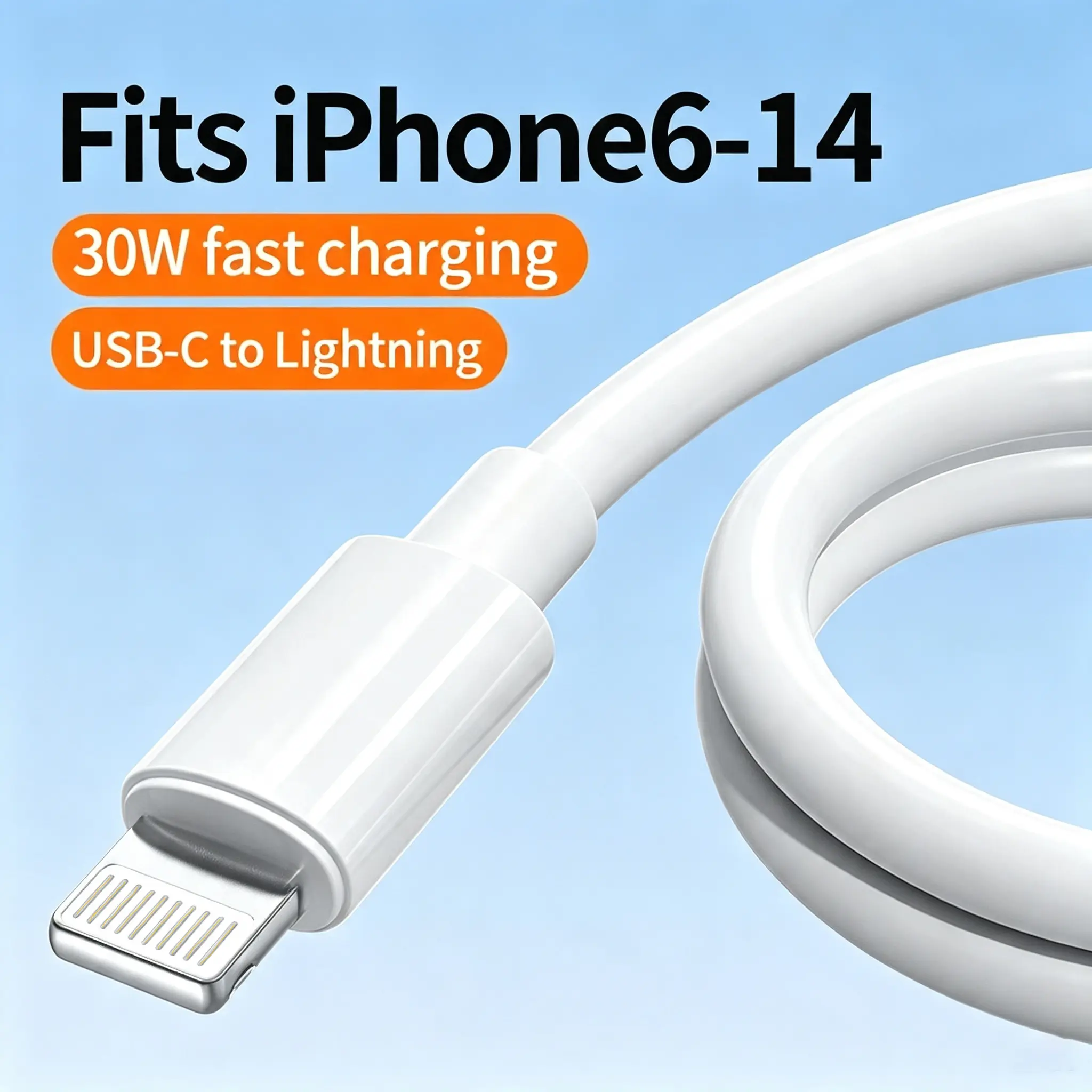 for iPhone 6-14 plus Pro Max,iphone USB-C to Lightning silicone Charging Cable,Lightning cable,Supports up to 30W PD Fast Charging,with Silicone Reinforced Head, tiktokshopbacktoschool,back to school,back to school haul
