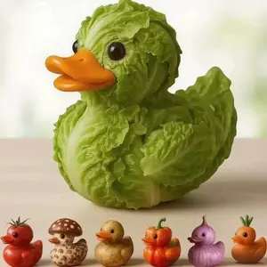 Whimsical Vegetable Duck Animal Duck Figurine, Resin Figurine Statue, Creative Sea Creature Statue, Creative Wildlife Statue, Collectible Dashboard Ornament for Home Office Desktop, Car Interior Decoration, Novelty Gift