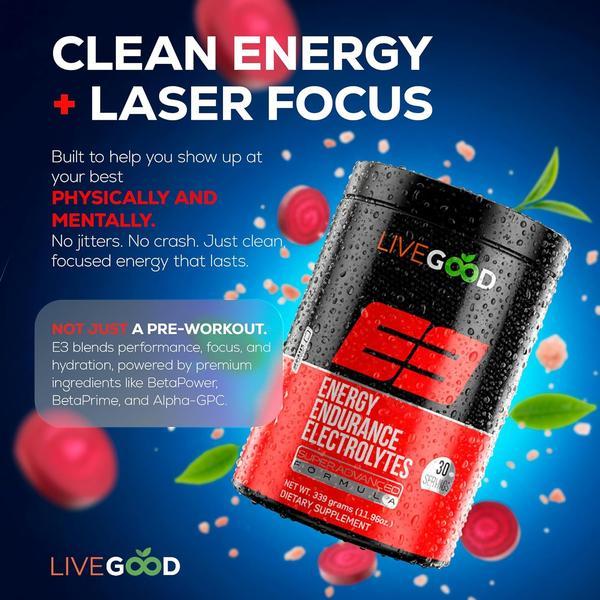 Energy Endurance Electrolyte Powder for Hydration with BCAAs for Muscle Strength Support 11.96oz