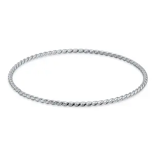 Thin Rope Cable Round Stackable Braided Twist Bangle Bracelet .925 Sterling Silver
