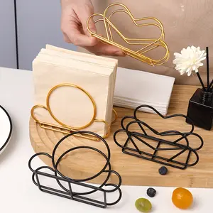 Decorative Metal Napkin Holder, Heart & Round Hollow-Out Tissue Stand, Vertical Paper Towel Organizer for Kitchen Counter, Dining Table, Restaurant & Café, Stylish Desktop Decor