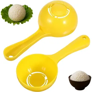 2 Pcs Yellow Half Round Rice Spoon Mold,Rice Serving Spoon Mold, Rice Ball Sushi Maker,Rice Ball Maker for Home Kitchen Restaurant