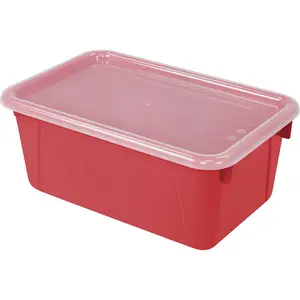 212 MAIN Small Plastic Cubby Bin Organiser with Lid - Red, 2 Each, for Classroom Commercial School Furniture