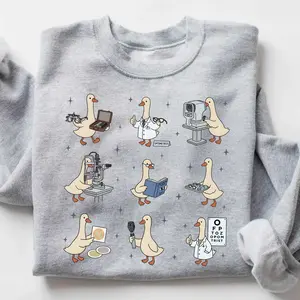 [Ship From US] Printed Silly Goose Optometrist Sweatshirt, Eye Doctor Graduation Gift, Funny Ophthalmologist Sweater, Optician Optical Crewneck