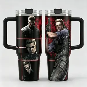 Resident Evil Albert Wesker 40oz Tumbler With Handle, Biohazard Villain Fans Cup, Survival Horror Game Graphic Mug, Stainless Steel Insulated Travel Tumbler, Leakproof Drinkware Gift For Gamers