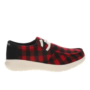 Ariat Mens Hilo Checkered Boat Casual Shoes - Red