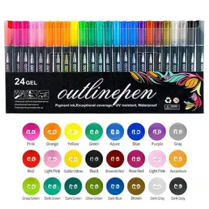 Nail Art Pen Set, Dual Line Contour Pens, Dreamy Glitter Metal Pens, Colorful Marking Pens, Soft Tip Water-Based Drawing Arts Pens, Nail Art Tools