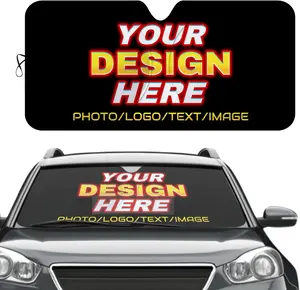 Customized Foldable Sunshades Reflective Sun Shield Uv Rays Protector, 59"x28.5" Personalized Sunshade for Car Windshield with Photo Text for Sedans SUV Trucks