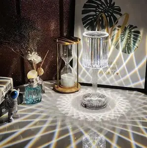 Crystal Diamond Touch Control Table Lamp with 16 Color Options and LED Rechargeable Night Light for Bedroom - USB & Remote Control Included flower diamond crystal led light bulb
