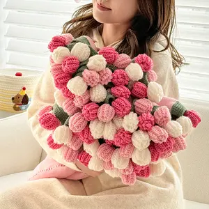52 hand-crocheted gradient pink rose bouquet blanket – a creative gift, shawl blanket, office sofa nap decorative floral throw