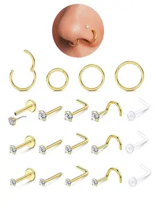Nose Rings Studs Hoops for Women Men: 20G 316L Surgical Stainless Steel Hypoallergenic Dainty Simulated Diamond L Shaped/Corkscrew/Straight/Push Back Nostril Nose Piercing Jewelry