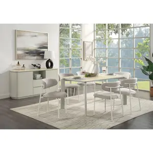 Dining Table Ceramic Top Modern Gray Finish With 63 Inch Wide Frame